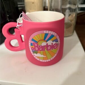 Barbie Groovy Vibes Ceramic Mug – 21 oz – Pink Retro Rainbow – NWT